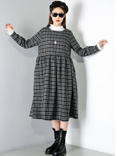 Women Stitching Plaid Pullover Dress